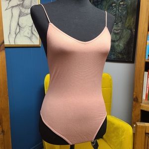 Colsie Pink Spaghetti Strap Bodysuit Size S